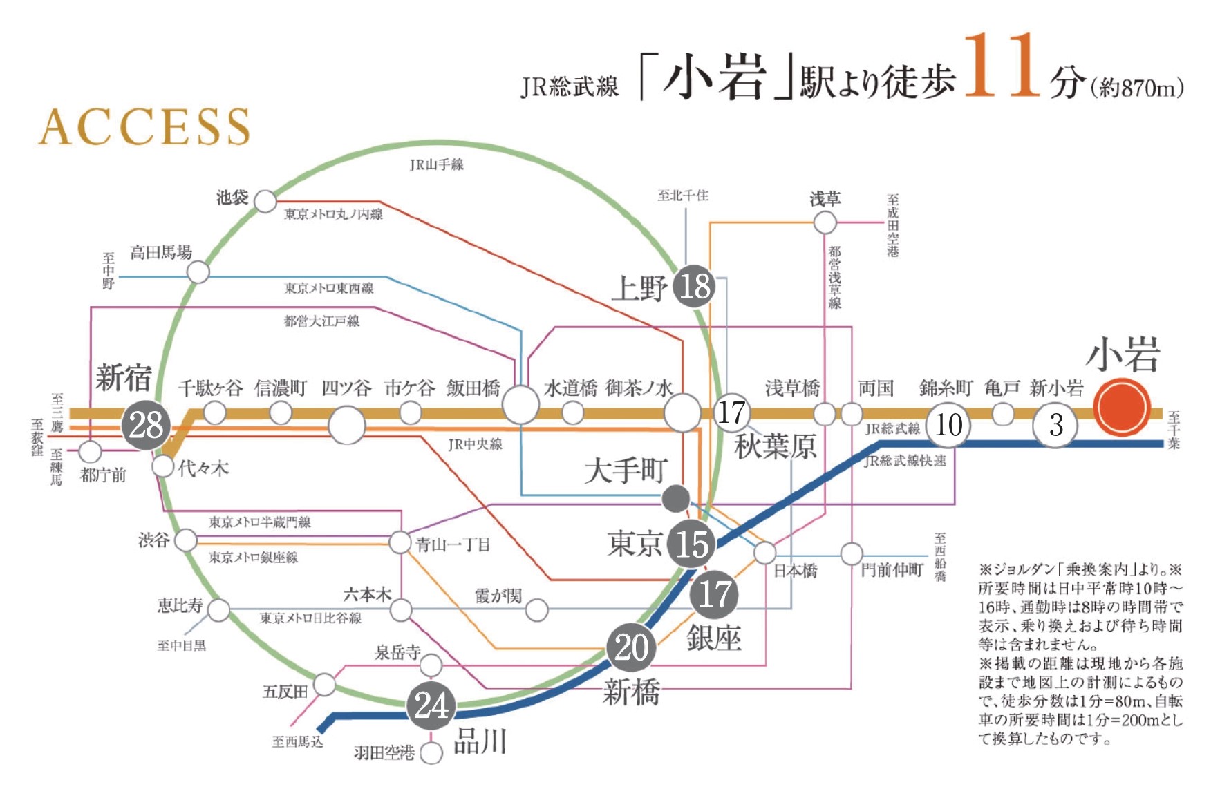 アクセスマップ。都心はもちろん千葉・神奈川の様々な街へもスムーズです。 イメージ